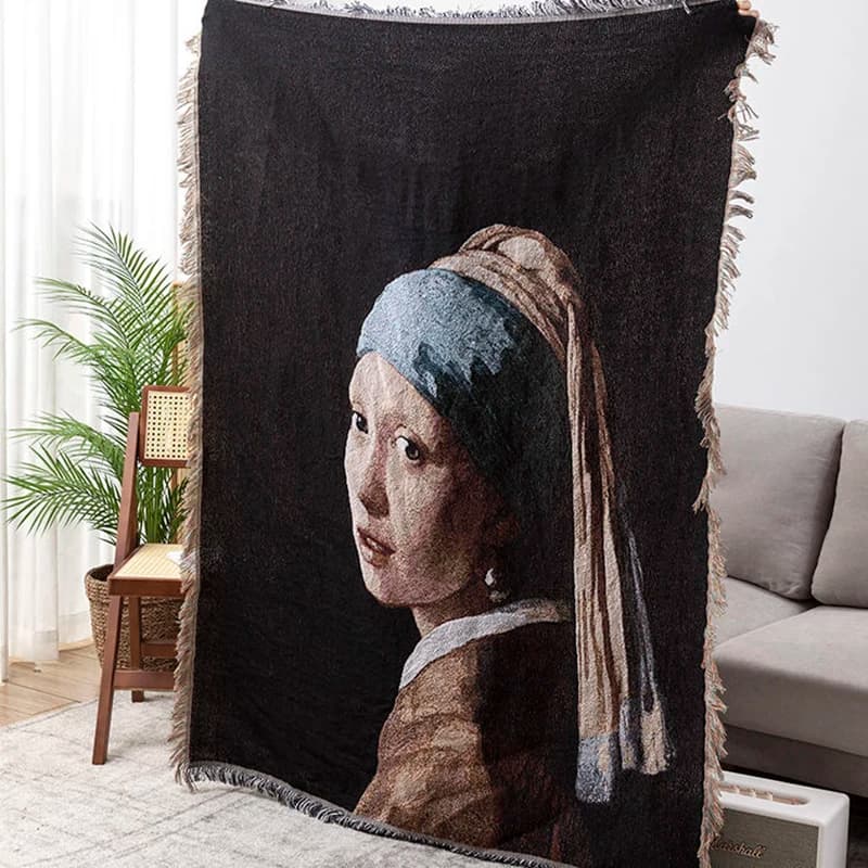 Coperta famosa in tutto il mondo pittura A olio johes Vermeer Girl con un orecchino di perle la Milkmaid pittura A olio divano coperte copridivano