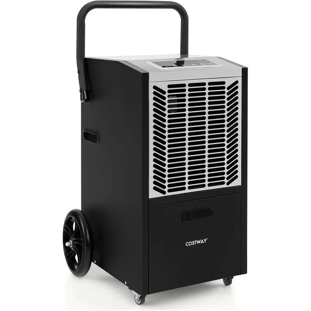 Deumidificatore da 163 litri con copertura di 4500 piedi quadrati. Pompa con Copertura di 24 Piedi, Tubo di Scarico, Timer 24H per Seminterrati e Magazzini (Bianco)