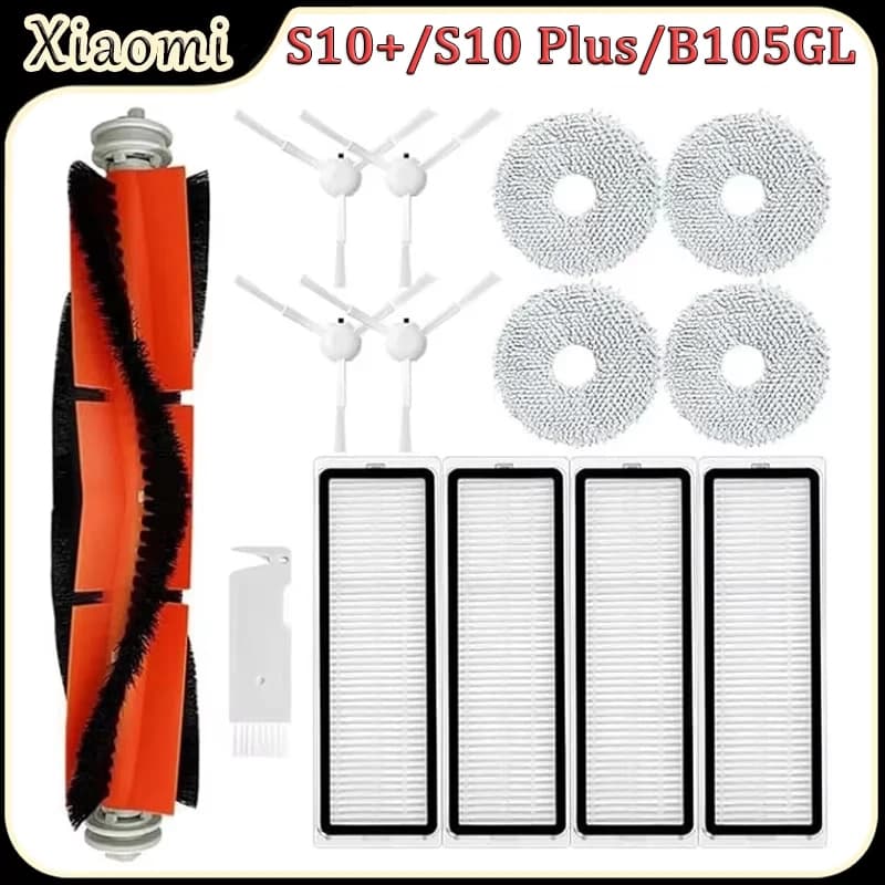 For Xiaomi S10+/S10 Plus B105 Robot Vacuum Cleaner Accessories Main Brush HEPA Filter Side Brush Mop Cloth Replacement Parts