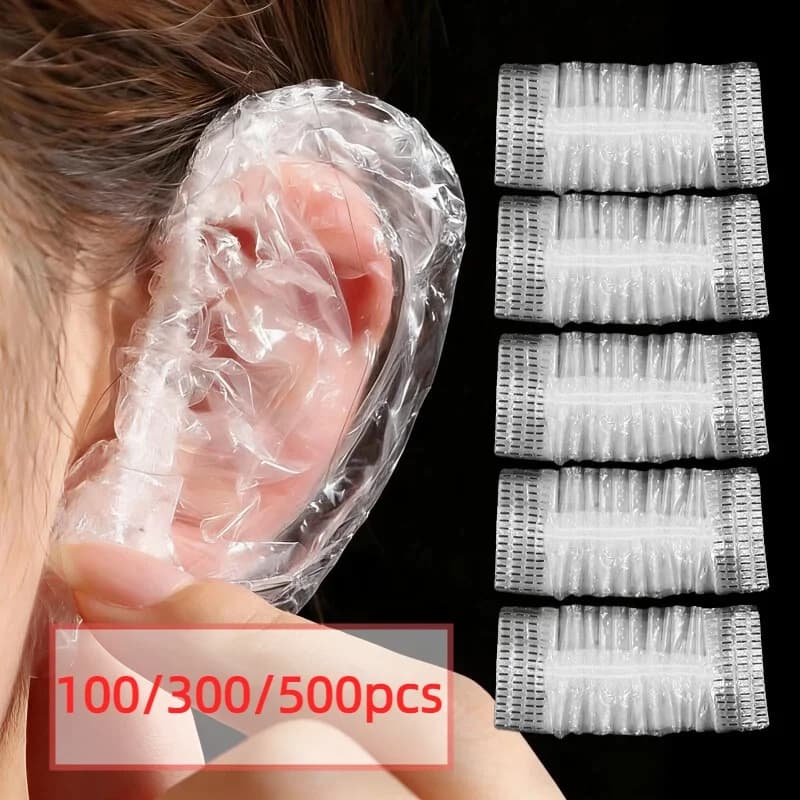 100/300/500Pcs Disposable Waterproof Ear Cover Transparent Bath Shower Hair Salon Earmuffs Coloring Protector Caps