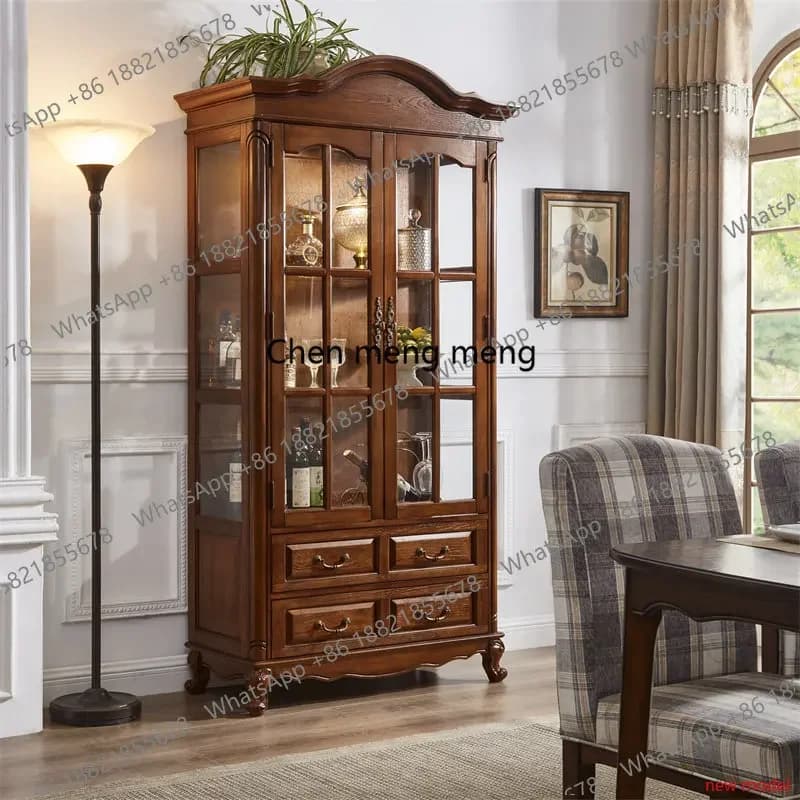 Mobile Portabottiglie Americano Antico, Semplice e Pratico, Mobile Bar Decorativo in Vetro F132