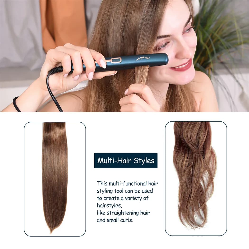 CkeyiN Mini Hair Plate 2 in 1, Smoothing and Arricciacapelli Portable Temperature Constant