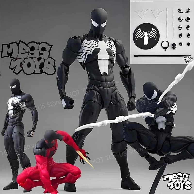 Spider Man Symbiote Abito nero Scarlet Spider Disponibile Giocattoli da pasticcio Spiderman Messtoys Vicino Anime Action Figure Regali Giocattoli