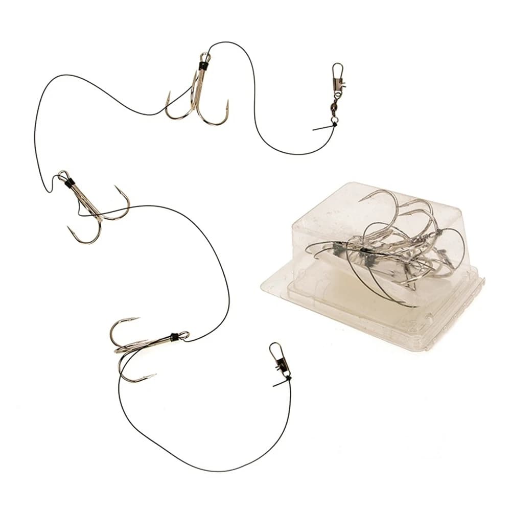 Set da 3 Pezzi per Traina in Acqua Salata con Ancorette Arrotondate, Ami Tripli Robusti con Snood per Pesca dalla Barca, per Linguado/Spigola