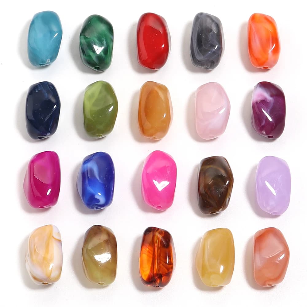 20Pcs 21x12mm Dual Color Irregular Acrylic Stone Shape Loose Spacer Beads for DIY Jewelry Bracelet Necklace Crafts Accessories