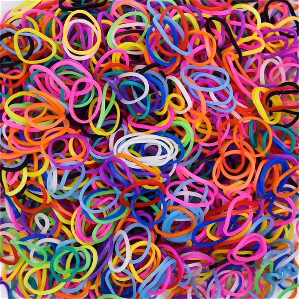 600Pcs Color Rubble Loom Bands Bracelets Kit Gift Elastic Weaving Lacing Craft DIY Jewelry Making Accessories Supplies