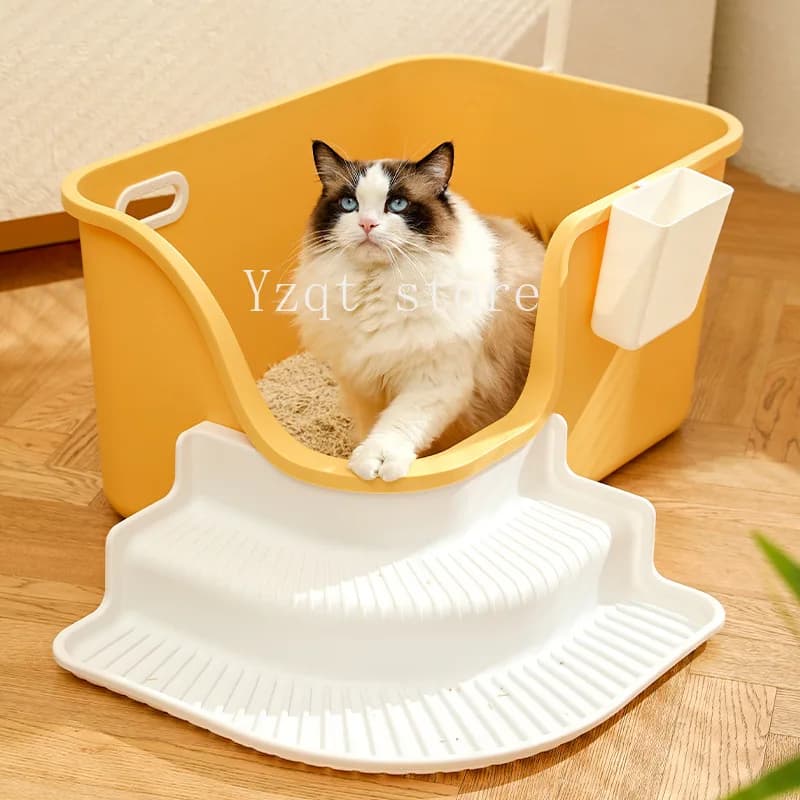 Nuovo lettiera per gatti, lettiera per gatti, semichiusa, antispruzzo, di grandi dimensioni, facile da pulire, per animali domestici