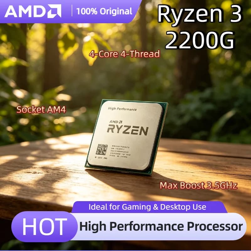 Tray AMD Ryzen 3 2200G R3 2200G 3.5GHz Base 3.7GHz Boost 4 Core 4 Thread CPU Processor Socket AM4 14nm Vega 8 Graphics