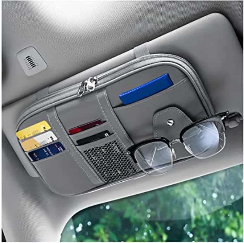 Organizzatore per visiera parasole per auto Multitasca Accessori interni per auto Documento per auto Occhiali da sole Custodia portapenne Tasca organizer