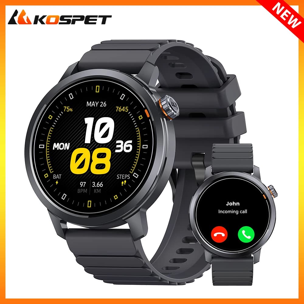 2025 KOSPET ORB Smart Watch da uomo Design leggero Schermo Amoled IP68 Impermeabile BT Chiamata 24/7 Monitor sanitario per Android iOS