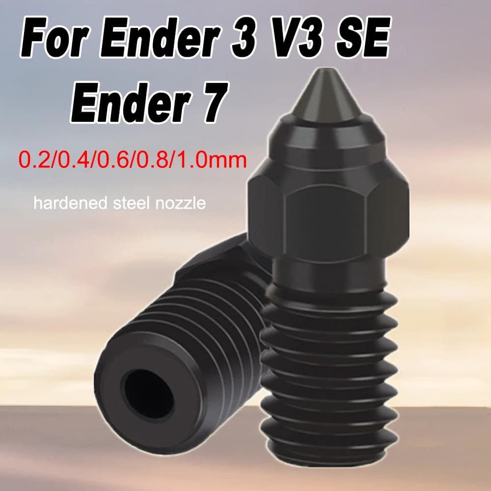 1/2 pieces nozzle for Ender 3 V3 SE 1.0/0.8/0.6/0.4/0.2mm hardened steel 3D printer Hotend accessories for Ender 7 Ender 5 S1