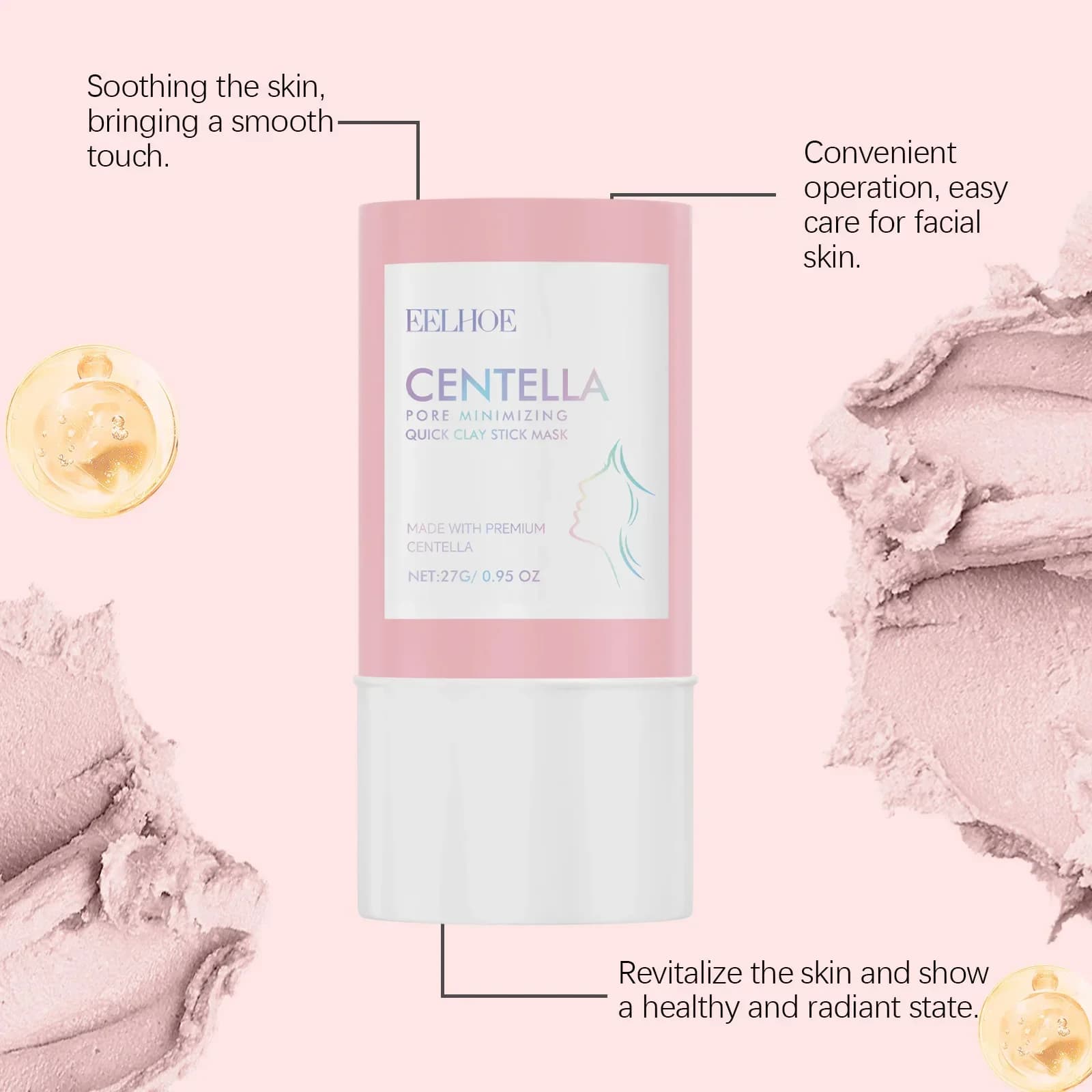 EELHOE Maschera Stick Lenitiva all'Argilla con Centella Asiatica per Pulizia dei Pori, Illuminante, Idratante Rapida, Minimizzante i Pori, Cura Nutriente per il Viso