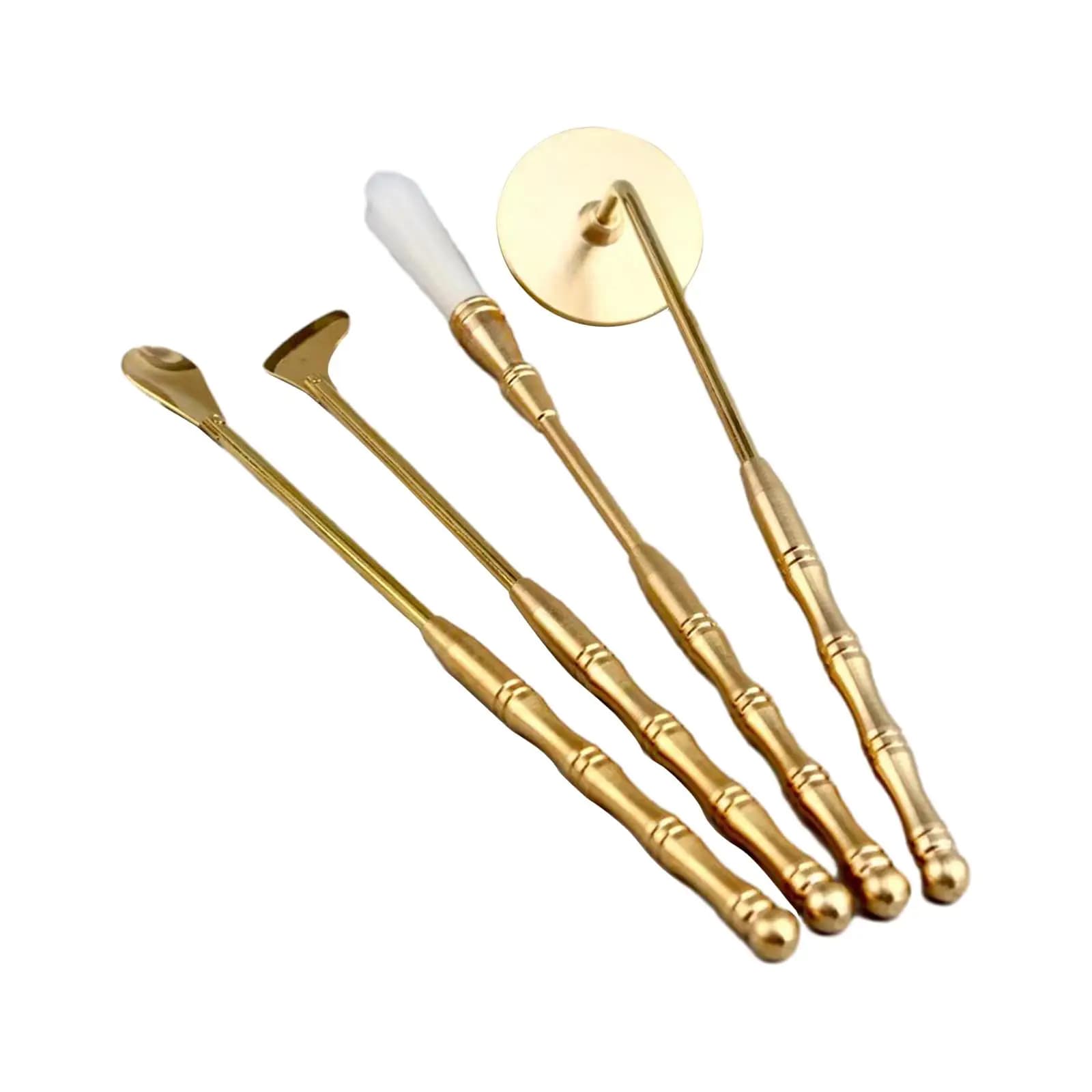 4x set per incenso in ottone, cucchiaio per incenso per festival, meditazione, vacanze