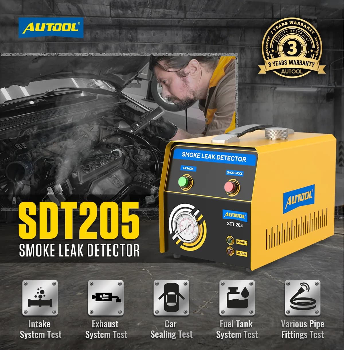 AUTOOL SDT205 Rilevatore di perdite di fumo per sistemi EVAP automobilistici, analizzatore diagnostico all'ingrosso