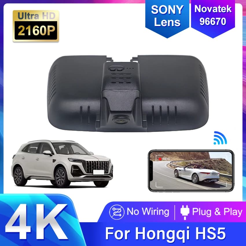 Nuovo 4K Plug and Play Auto DVR Dash Cam Wifi Videoregistratore Della Macchina Fotografica Per Hongqi Hong Qi HS5 2019 2020 2021 2022 HD Wireless DashCam