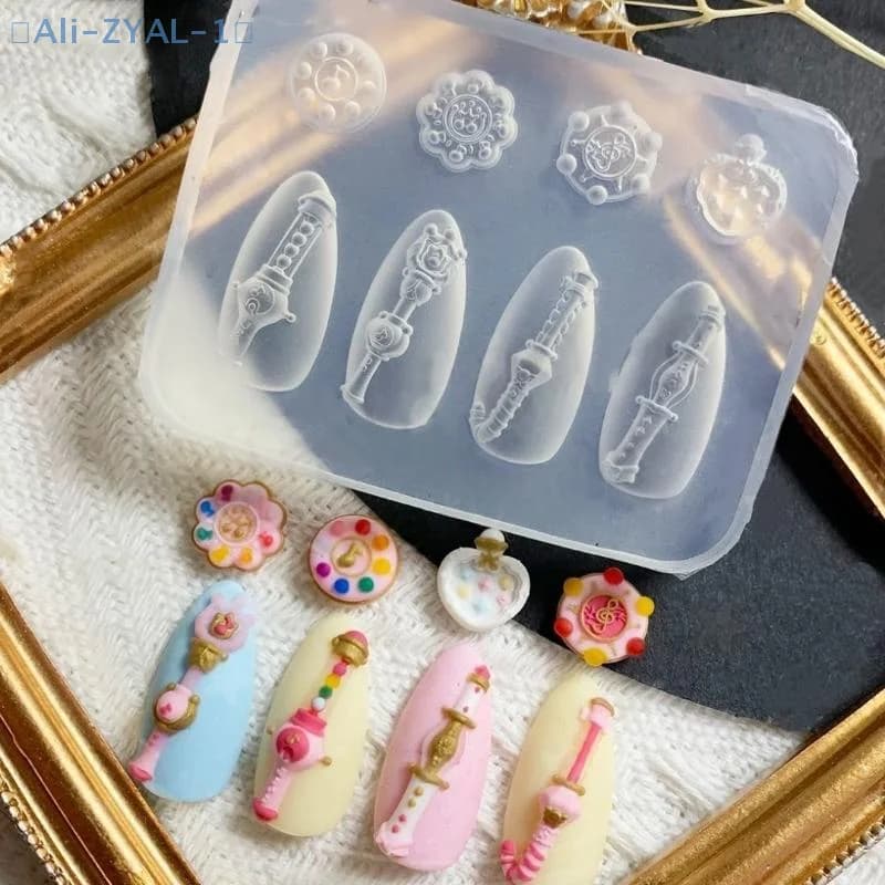 【ZYAL-1】 1 pz Crema Arco Orso 3D Stampo per unghie in silicone Decorazione per unghie fai da te Fiore Trasparente Modello per unghie Strumento di progettazione per manicure