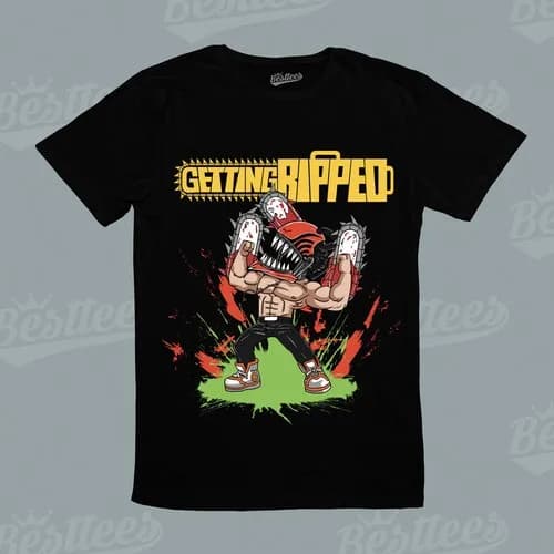 T-shirt Anime Giapponese Chainsaw Man per Palestra, Sollevamento Pesi, Esercizi con Manubri