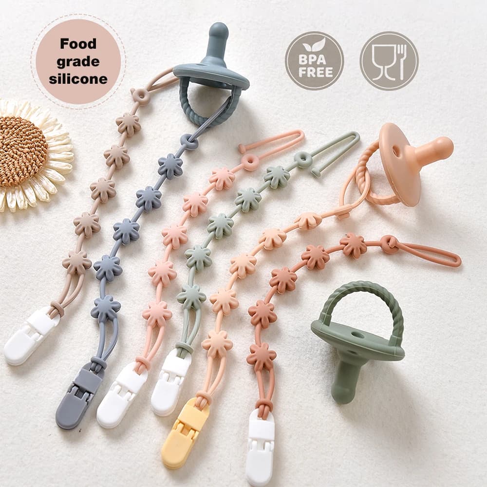 Catenella Portaciuccio Anti-smarrimento per Neonati, Clip Porta Ciuccio, Catenella Giocattolo da Dentizione Carina, Accessori per l'Alimentazione del Neonato