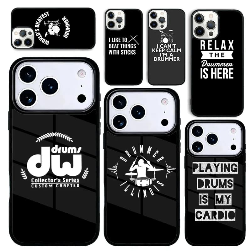 Capa Case for iPhone 17 Air 16 Pro Max 15 Plus 11 13 Mini 14 12 Back Phone Cover Drum Drummer Music Dj
