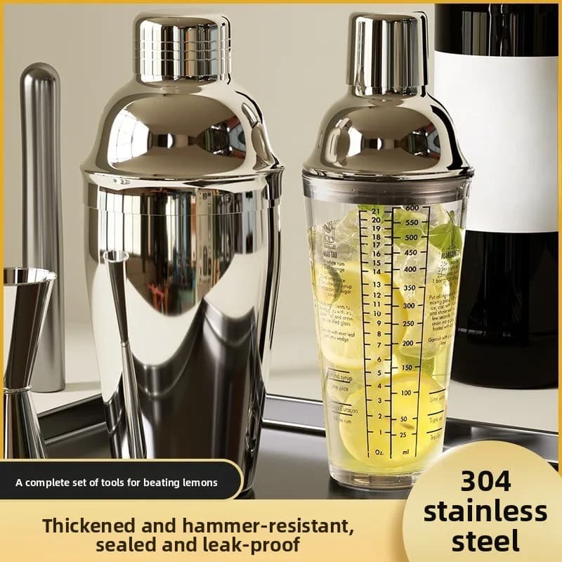 Thick Glass Cocktail Shaker Set Stainless Steel Hand Shaker Home Lemon Tea Mixing Full Bar Tools