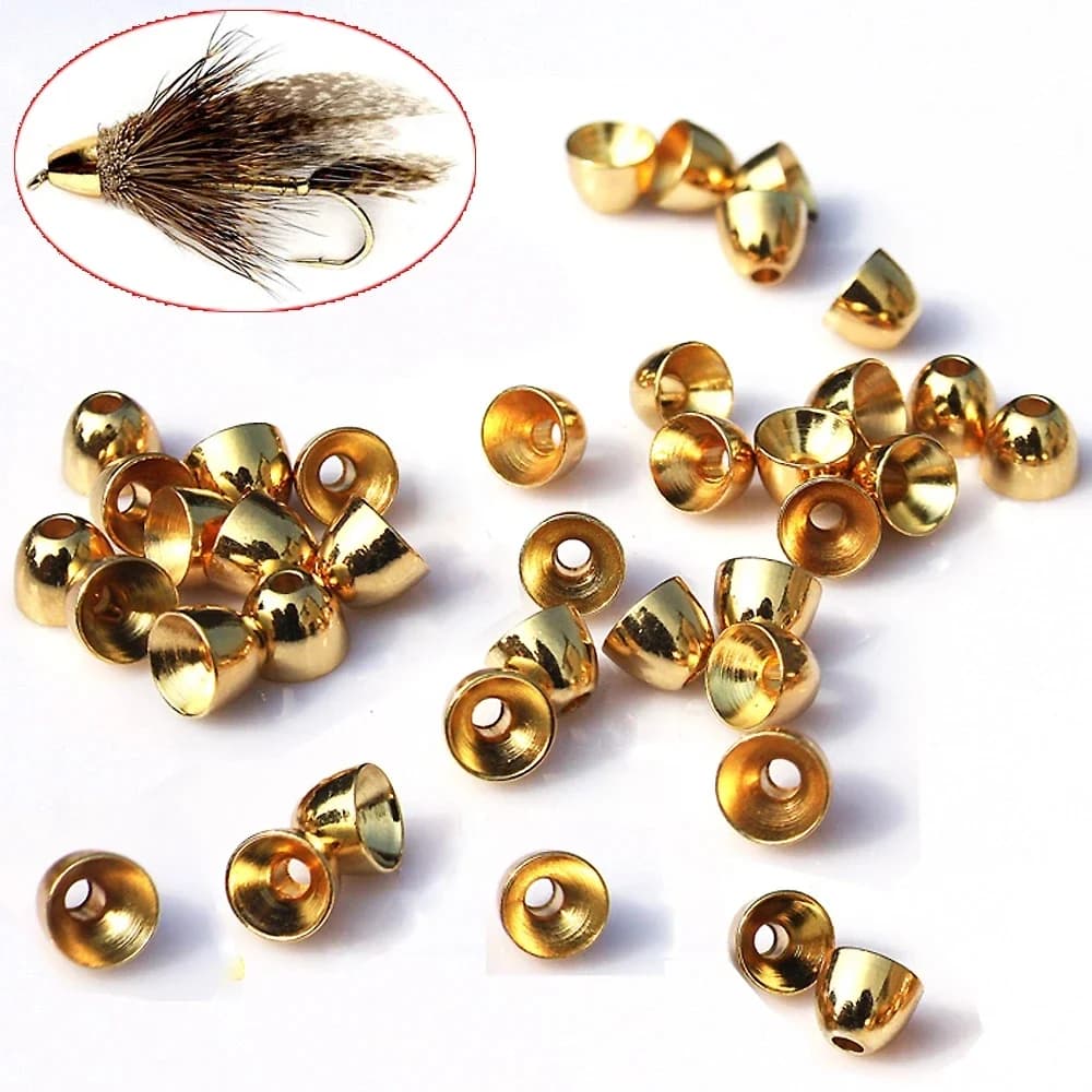 MNFT 24 pezzi in ottone con tubo di salmone Fly XS per legare mosche, colore argento dorato