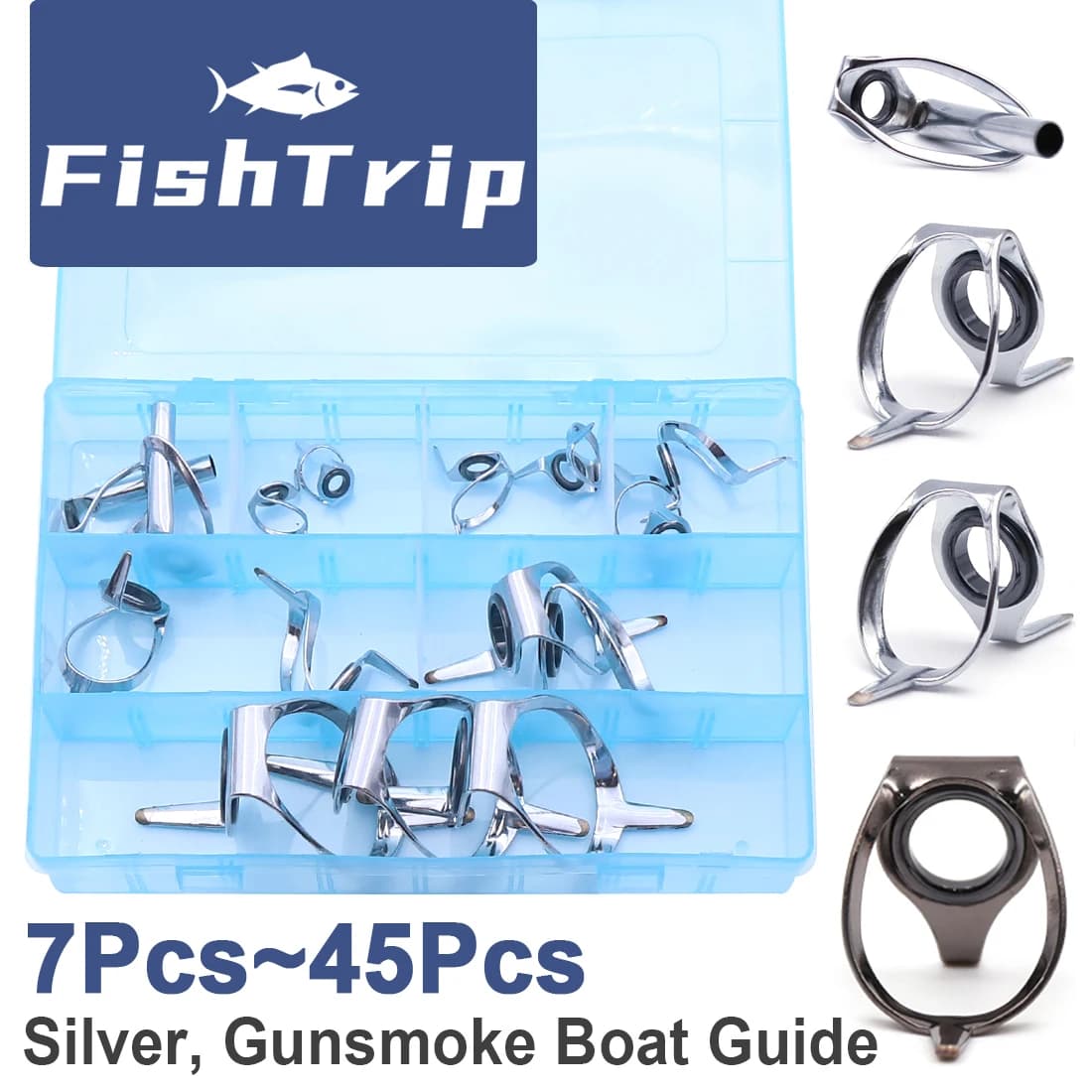 Set guide per aste per barche FishTrip Set guida per aste per carichi pesanti in acciaio inossidabile Asta per acqua salata per la riparazione di aste per barche