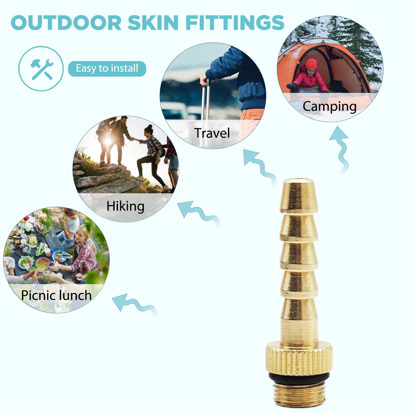 Copper Leather Pipe Connector Multi-purpose Gas Tube Hose Adaptor LPG Cylinders Tube Conversion Joints Camping Stove Accessories