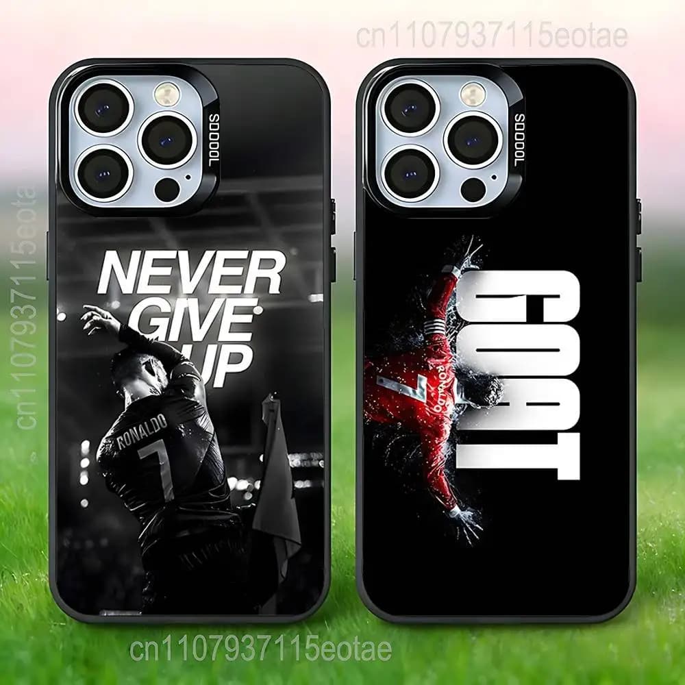 Cover per iPhone 17,16,15,14,13,12,11,Pro,Max,Plus,E,Air,Mini con Stampa CR7 R-RoNaldo-ES, Custodia Nera IMD