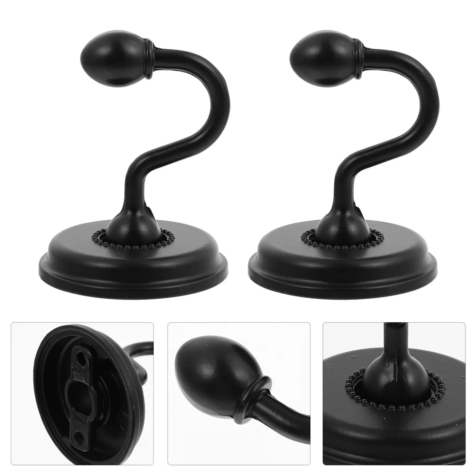 2Pcs Zinc Alloy U Shape Curtain Hooks Stylish Modern Decorative Hangers Easy Install for Living Room Bedroom Window Curtains