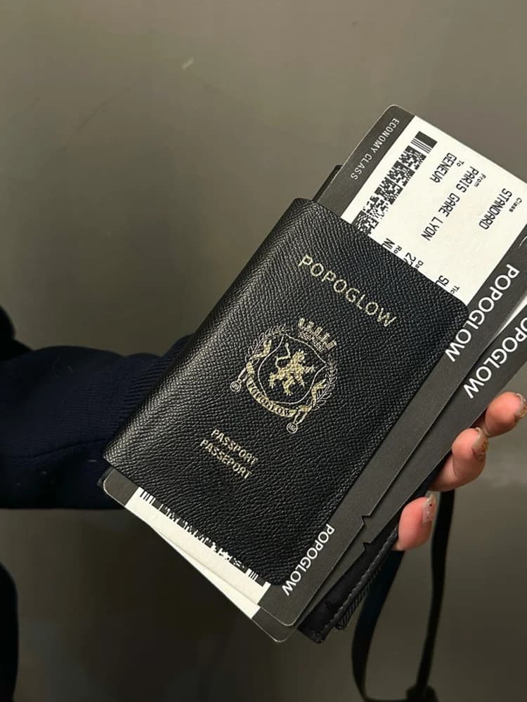 Faionable Ne-Strap Passaporto e borsa Tiet oglow Porta documenti Cact Portafoglio per carte Parigi Hip Hop Sle PU L...