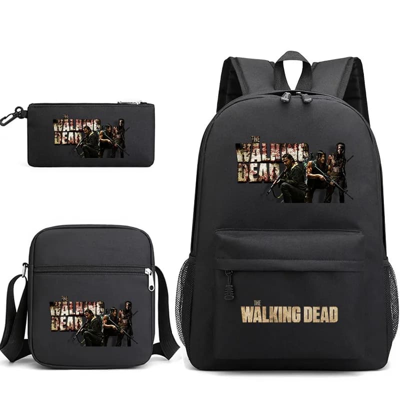 3 pezzi The Walking Dead Bookbag Zaino per bambini Studente Ragazzi Ragazze Borse da scuola Borsa a tracolla Set Zaini giornalieri Mochilas