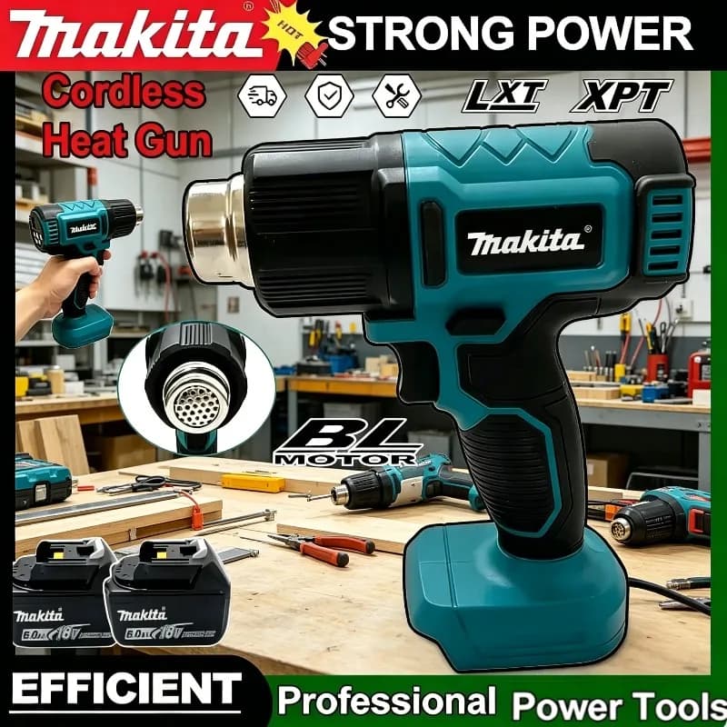 Massimo 550 ° Pistola ad Aria Calda Senza Fili Ricaricabile Makita 18V per Termoretrazione, Saldatura e Asciugatura - Utensile Professionale