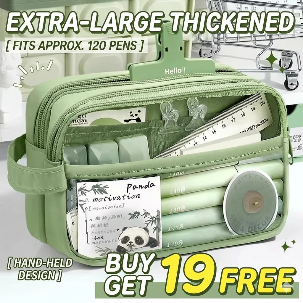 Astuccio Trasparente 19 Pezzi Set Cancelleria Organizzatore da Scrivania 5 Strati con Cerniera Grande Portapenne in Nylon per Studenti