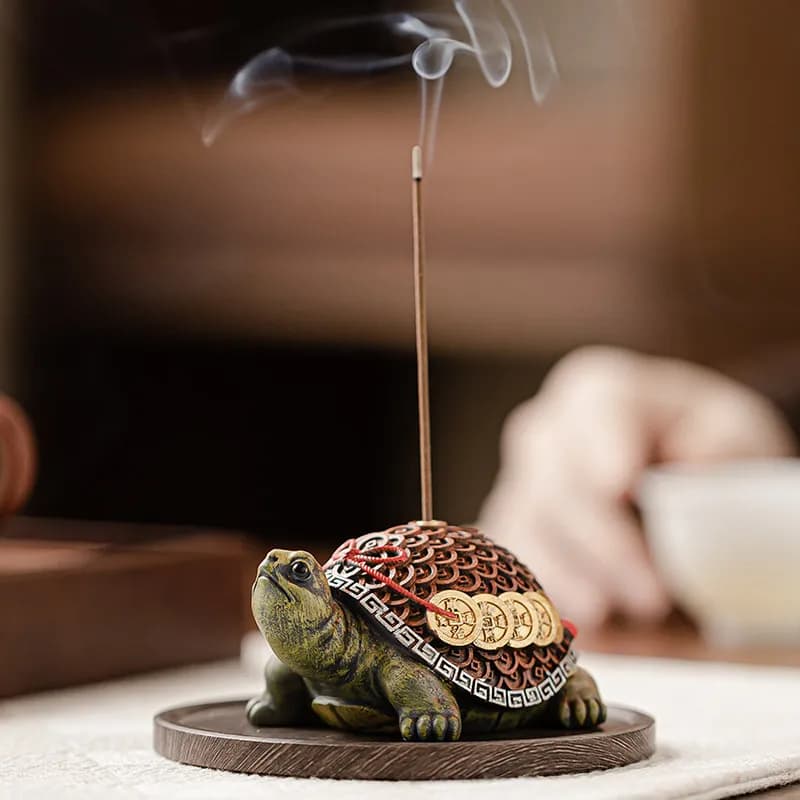 Chinese Style Lucky Money Turtle Incense Stick Holder Handcrafted Incense Burner For Home Tea Room Desktop Decor Aromatherapy