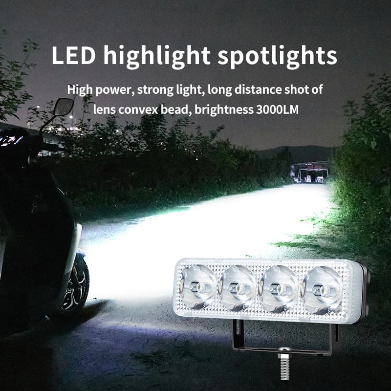2pcs Strobe Flash moto LED faro ausiliario faretto 4LED Flash luci di lavoro luce di guida fendinebbia 12V universale