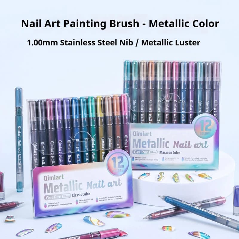 LANGUO Set di 12 Penne 3D per Unghie in Acrilico, Pennarelli Colorati per Disegno Unghie, Impermeabili e ad Asciugatura Rapida, Strumenti per Nail Art Fai-da-Te