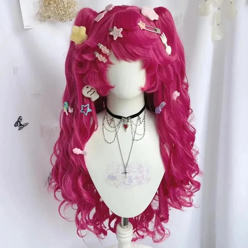Friends Pinkie Pie Cosplay Double Horsetail Synthetic Wig Long Riccia Pretty girl The Pony Cartoon Anime Coses; 3'c,5.y;8'v,