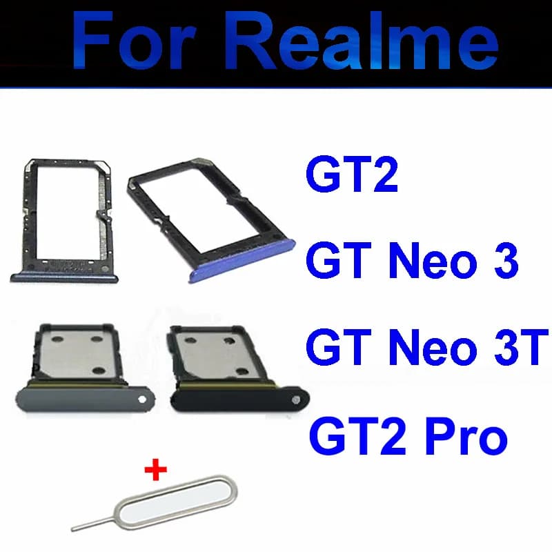 Vassoio della scheda SIM per Realme GT Neo 3 3T GT2 GT2 Pro SIM Card SD Card Socket Reader Holder Slot Adattatore Parti di riparazione di ricambio Nuovo