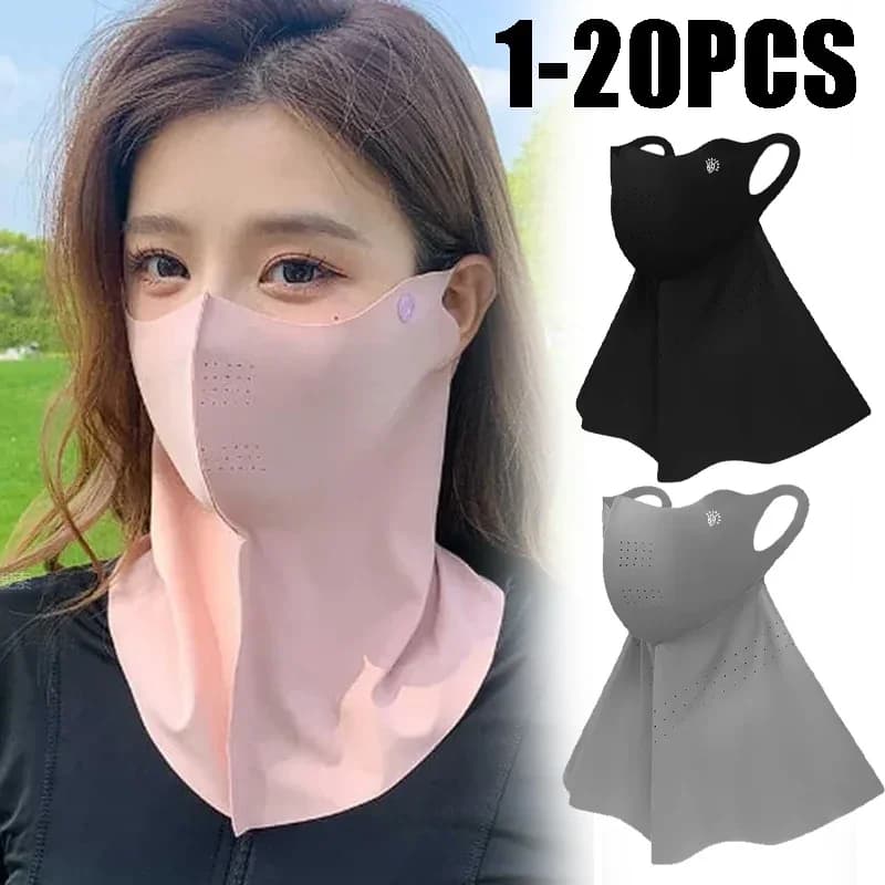 Maschera protettiva solare UPF50 in seta ghiacciata, protezione per il collo estiva, maschera monopezzo per guida, pesca e alpinismo, protezione solare