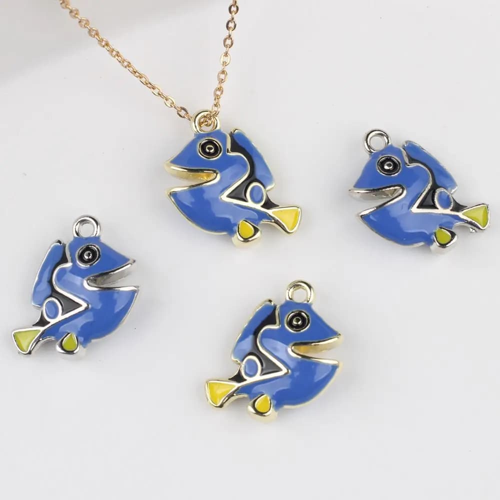 6 pcs/lot 15*15MM In Zinc Alloy Wide-mouthed enamel Animal Fish Sea Pendants and Pendants FAI Necklace by TE Bracelet Earrings Accessories