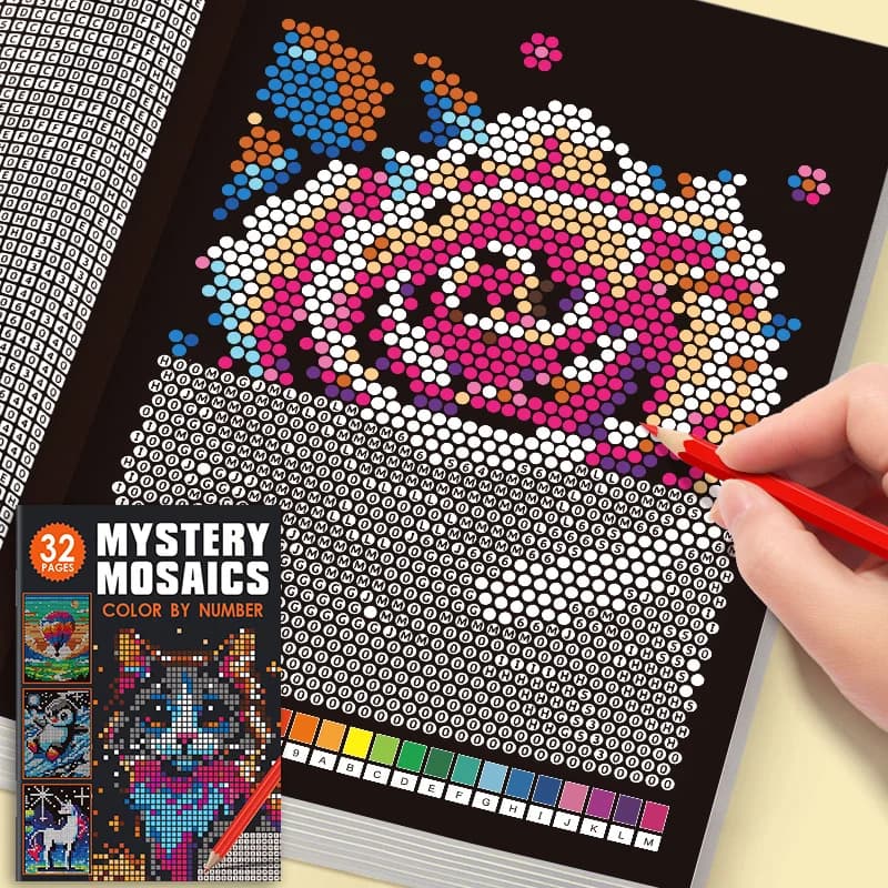 Mysterious Mosaic Coloring Book by Numbers - 32 Pages of Pixel Art Coloring for Adults, Cute Animals and Scenery Stress Relief Activity, Perfect Art Gift for Creative Lovers
