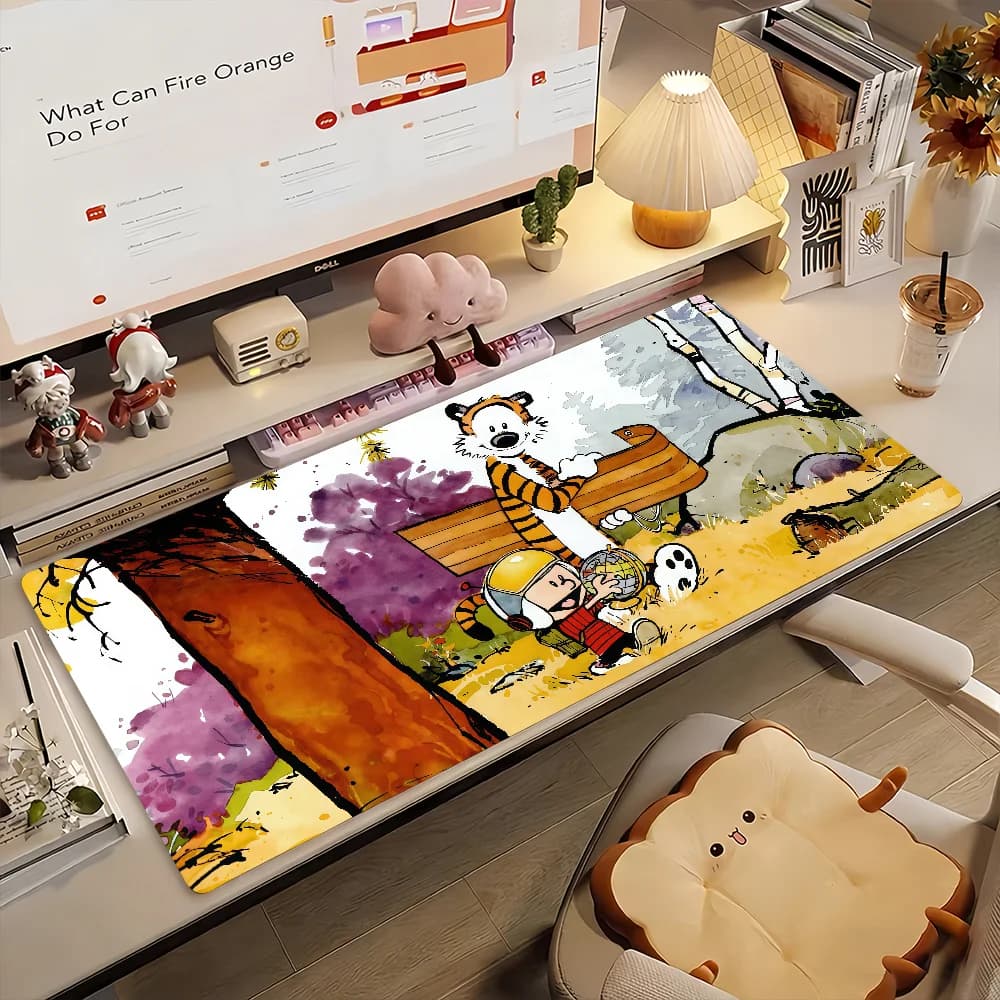 Book C-Calvin and H-Hobbes Mouse Pad Tappetino per computer in gomma antiscivolo Gamer Balance Decoracion Deskmat Laptop Office Large