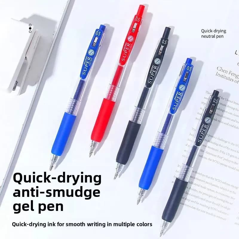 Penna a Pressione da 0,5 mm per Studenti, Ideale per Esercizi e Esami, per Mancinisti, Nera, Blu, Rossa, per Firma e Ufficio, a Base d'Acqua