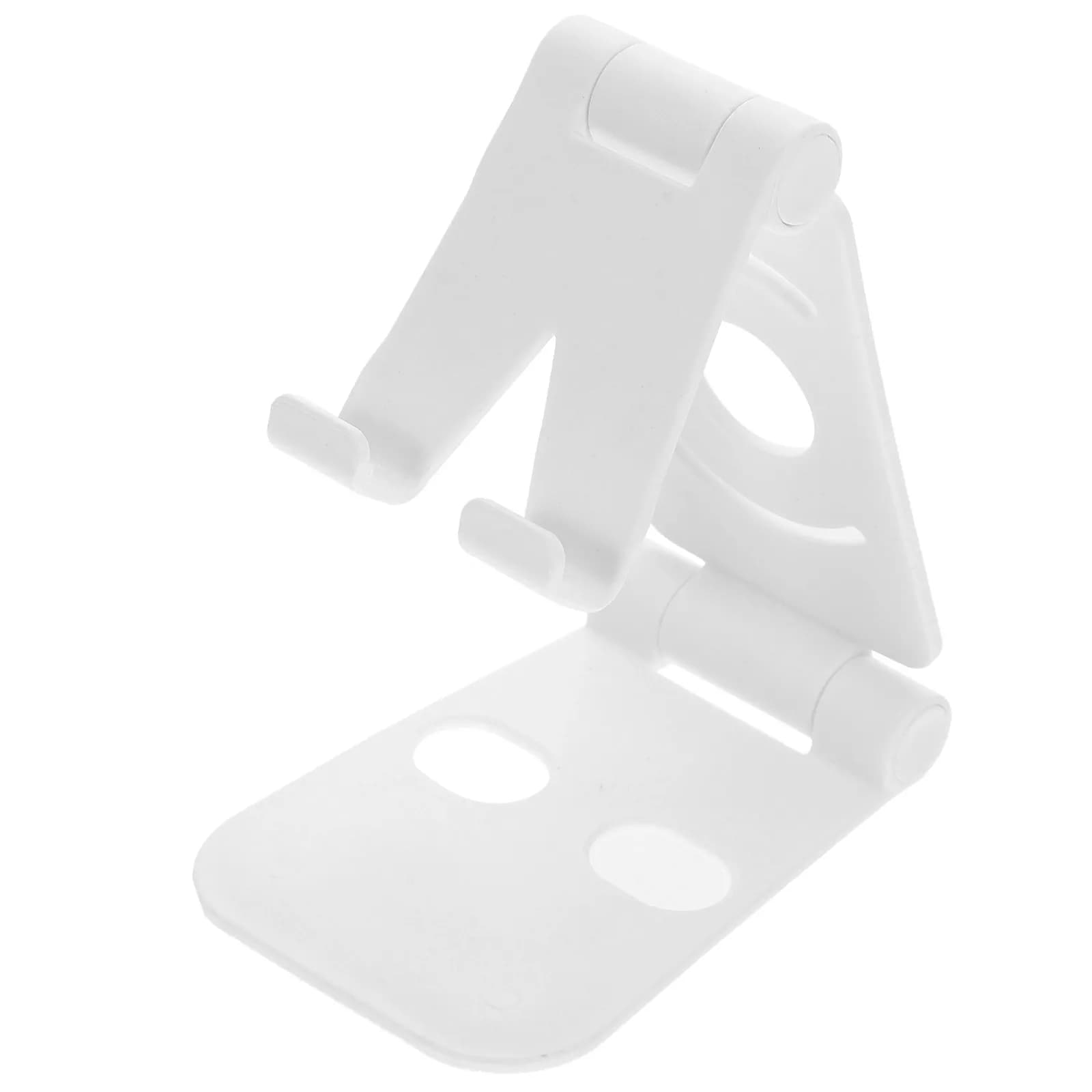 Double Phone Holder Desktop Folding Stand White Durable ABS Multifunction Phone Tablet Support for Office Home Bed Sofa