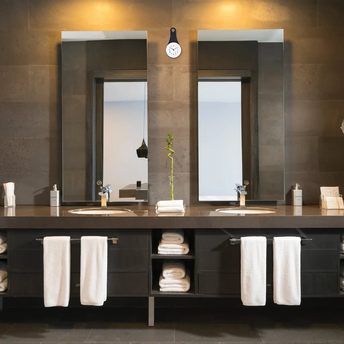 Orologio da Parete Silenzioso Impermeabile Grigio per Bagno Senza Batteria, Orologio da Doccia con Design Silenzioso, Facile da Installare, Resistente all'Acqua