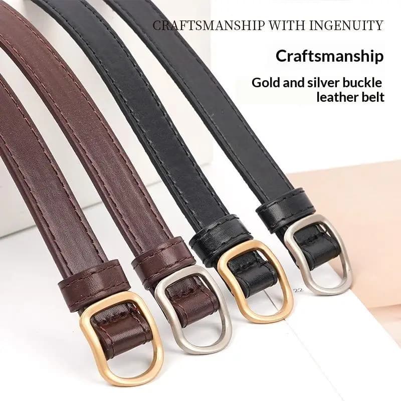Women Adjustable Waist Belt Fashion Gold Buckle Non-Perforated 1PC Versatile for Jeans Skirt Party Commute