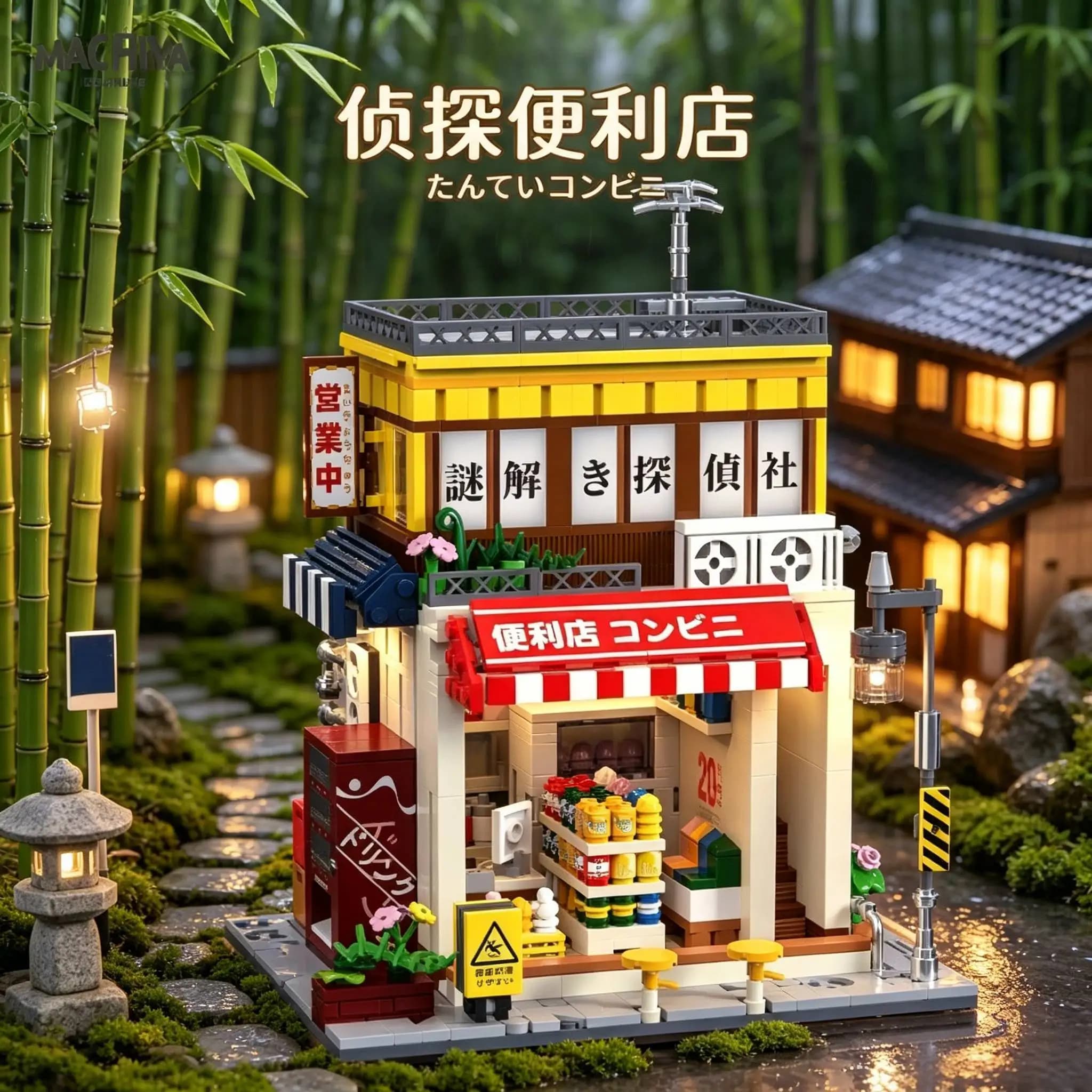 Japanese Town House Model Street Scene Building Blocks MOC Toy LED Light Assemble Bricks DIY Toys Birthday Holiday Gifts 1155PCS