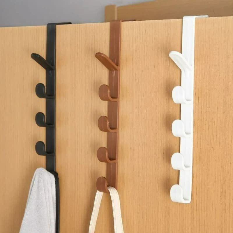 2/3pcs No Punching 5 Hooks Door Rear Hook Clothes Bag Hanger Hat Sundries Storage Rack Hanger Home Bathroom Organizer