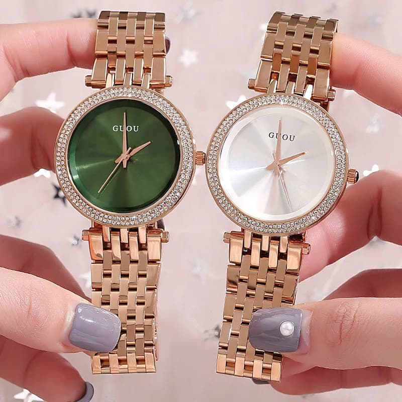 Women's watch with stainless steel strap, elegant and elegant, fashionable quartz watch for women, simple design, women's wristwatch.