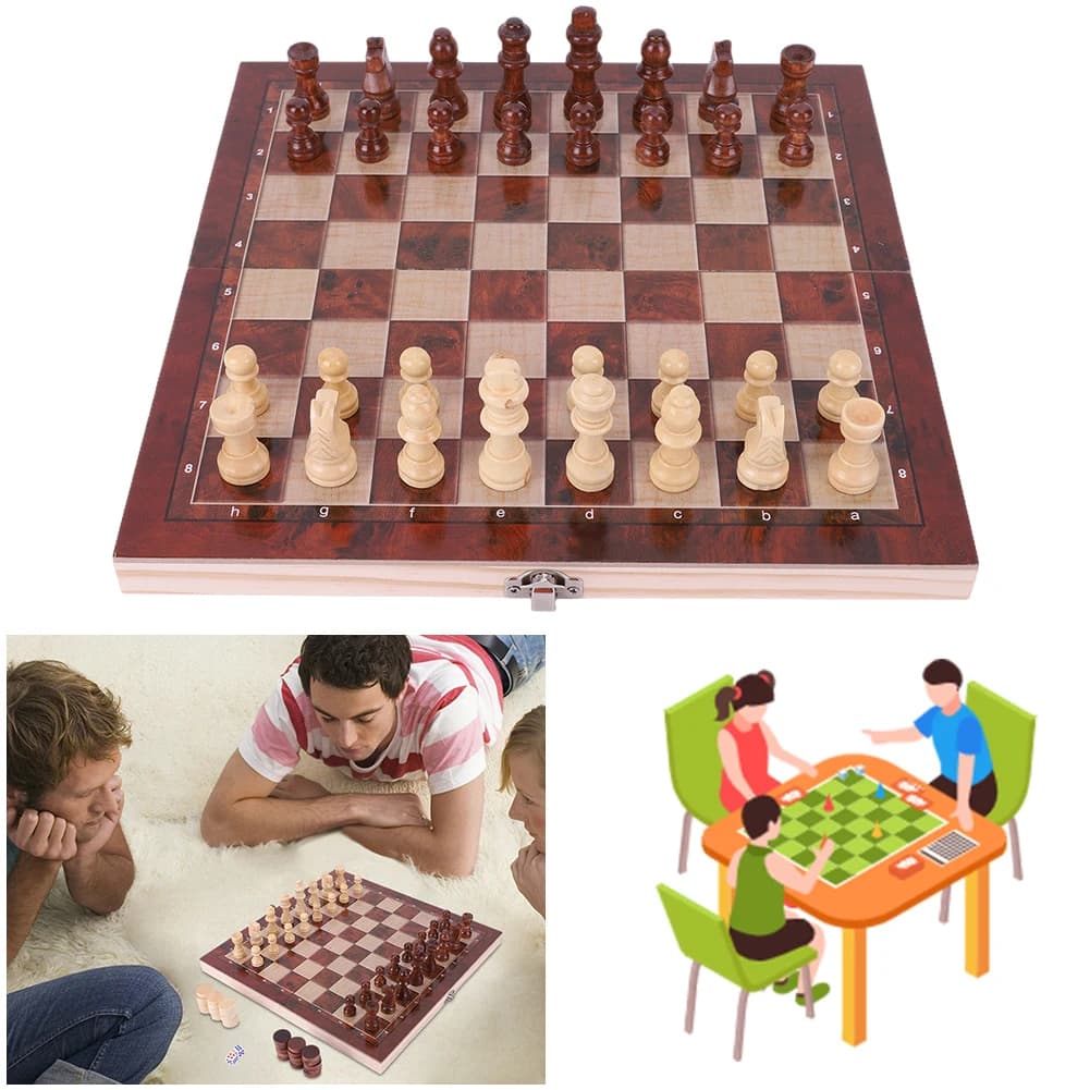 Set di Scacchi in Legno per lo Sviluppo del Pensiero Strategico, Miglior Regalo, Scacchiera Pieghevole 29x29cm, Grande Scacchiera per Bambini e Adulti